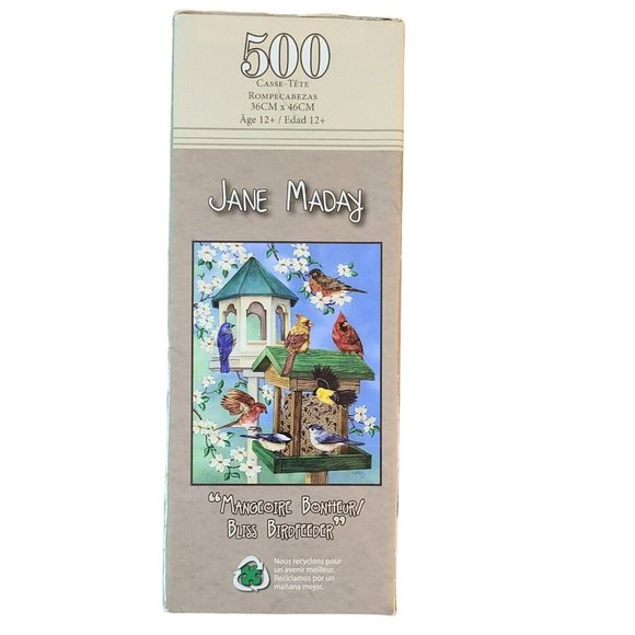 Jane Maday 500 Pc Puzzles Bird Feeder Bliss Birdhouses Nature Birds Watching - Picture 3 of 6